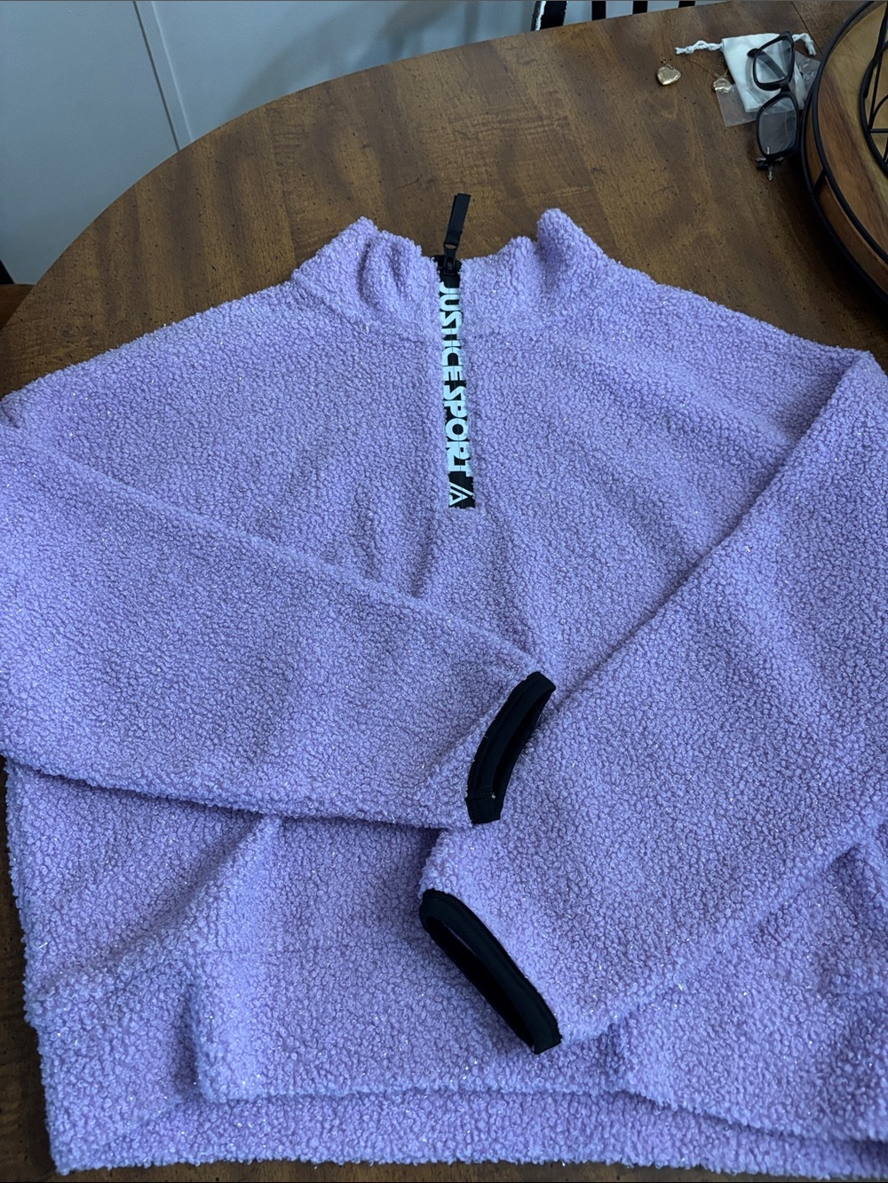 Justice Lavender Sherpa Half-Zip Pullover